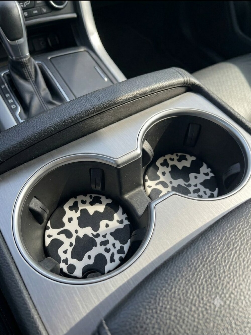 Cow Print Car Coaster Set - Picture 2 of 3